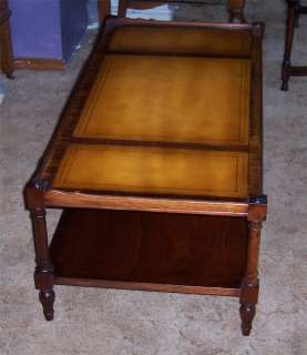 Lane Mahogany and Leather Coffee Table  