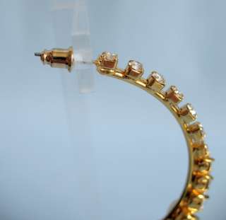 Baby Phat Large Gold Rhinestone Hoop Earrings #716  