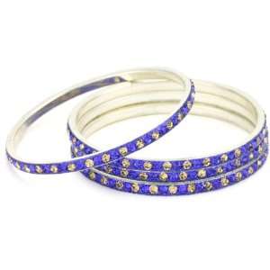  Chamak by priya kakkar 4 Blue and Gold Bangle Bracelet Set 