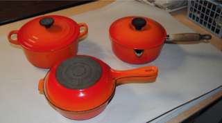 VINTAGE LE CREUSET ENAMEL COOKWARE 6 PIECE SET FLAME  