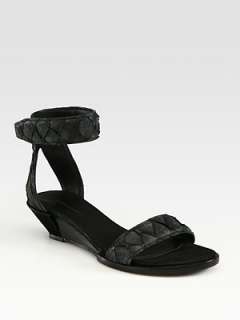 Alexander Wang   Vika Parrot Fish and Suede Wedge Sandals    