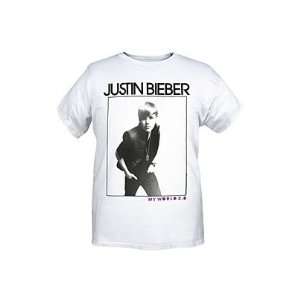 Justin Bieber White Photo style My World 2.0 Slim Fit T Shirt Size X 