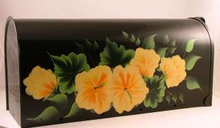 Hand Painted Tropical Hibiscus Flower Mailbox Mail Box  