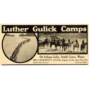   Ad Luther Gulick Camp Fire Girls YMCA Sebago Maine   Original Print Ad