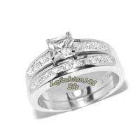 Popular Princess Wedding/Engagement 2 rings Set sz 8  