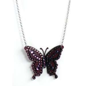 Tarina Tarantino Jewelry Electric Butterfly Necklace Burgundy