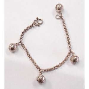  Single Rattle Bell 5 Silver Baby Chain Bracelet 