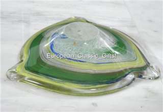 POINT GREEN MURANO ART GLASS BOWL,Italy,dish NEW ITALIAN GLASSWARE 