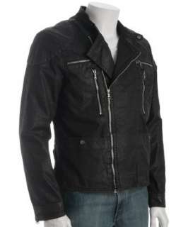 John Varvatos Star USA black coated cotton biker jacket   up 