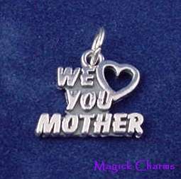 Sterling Silver WE LOVE YOU MOTHER Heart Charm  
