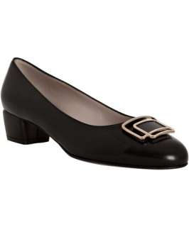 Salvatore Ferragamo black leather Colleen block heel pumps