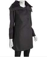Cinzia Rocca charcoal wool cashmere rib knit snap front coat style 