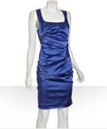 Outfit Nicole Miller blue stretch sateen zipper detail dress with 