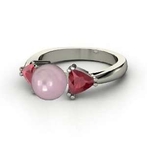  Ring, Pink Cultured Pearl Sterling Silver Ring with Ruby Jewelry