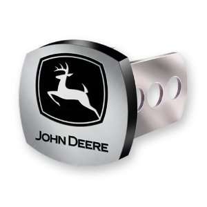 John Deere Logo Brushed Aluminum Hitch Plug