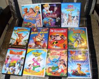 11 Disney DVD Lot Little Mermaid 2 101 Dalmations 2 Jungle Book 2 Lilo 