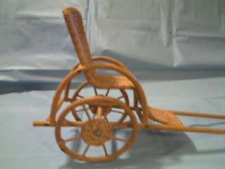 This VINTAGE BARBIE DOLL SIZE WICKER RICKSHAW CART WITH LOUNGER SEAT 