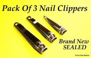 Set of 3 Nail Clippers Manicure Stainless Steel Family Personal Care 