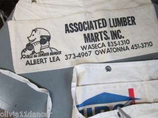   carpenter nail apron vtg cotton pocket advertising work shop hardware