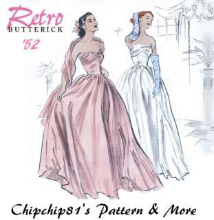 BUTTERICK RETRO VINTAGE 50s B4918 MISSES STRAPLESS DRESS SEWING 