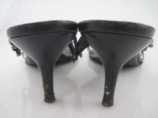 NARCISO RODRIGUEZ Black Leather Strappy Heels Shoes 8.5  