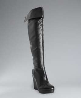   cuffed tall wedge boots  