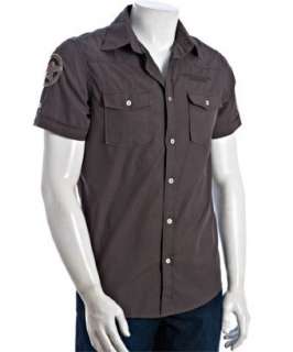 Just A Cheap Shirt brown cotton short sleeve military shirt   
