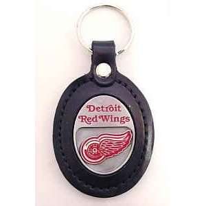    Large Leather & Pewter Team Key Fob   Red Wings