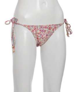 Lisa Curran Swim pink floral Catalonia beaded tie bikini bottom 