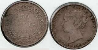 1881 50c Newfoundland Silver Coin ~ Very Good m~50,000  