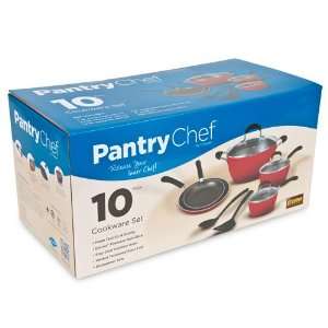    Pantry Chef 10 piece Aluminum Cookware Set   Red