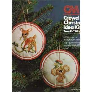  TWO (Koala Bear and Deer) Crewel Christmas Ornaments Kit 