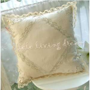   Hand Embroidered/bobbin lace cushion cover Patio, Lawn & Garden