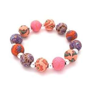  Orange Bliss Large Bead Bracelet with Sterling Rounds 