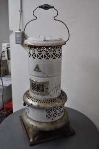   PERFECTION WHITE PORCELAIN COATED PARLOR STOVE OIL HEATER  