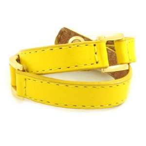    Poshlocket   Tamara Leather Wrap Bracelet in Yellow Jewelry