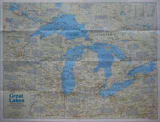 Map GREAT LAKES Michigan Superior Ontario Huron Erie  