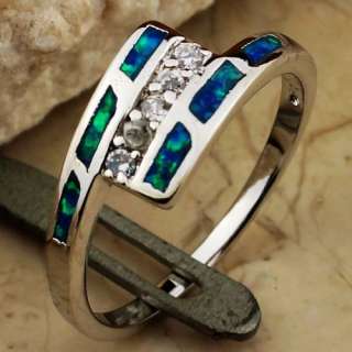 BLUE FIRE OPAL Silver Gemstone Ring SZ#7  