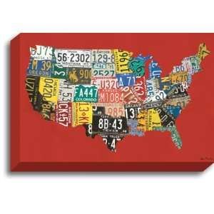  Oopsy daisy License Plate USA Map Chocolate Stretched 