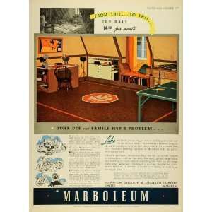  1939 Ad Dominion Oilcloth & Linoleum Marboleum Floor Attic 