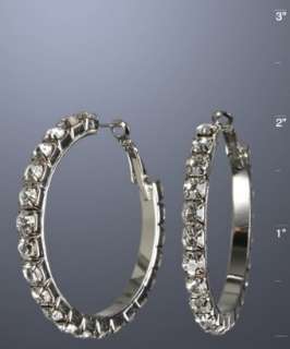 Kenneth Jay Lane silver and crystal hoop earrings   
