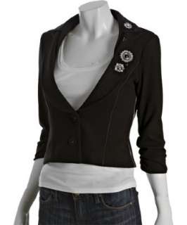 LaROK black cotton double collar cropped jacket   