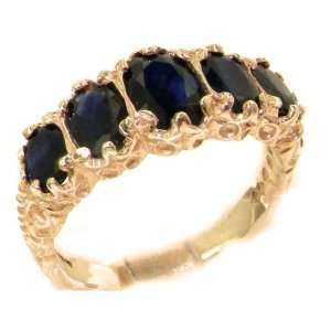 Luxury Ladies Victorian Style Solid Hallmarked Rose Gold Sapphire Ring 