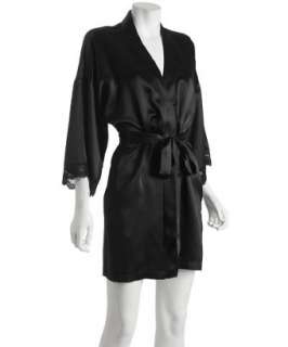 Leigh Bantivoglio black satin Sydney short robe   