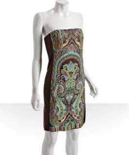 Theia coffee bean sequin paisley silk strapless dress   up to 