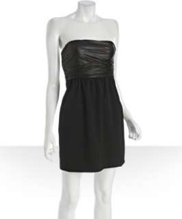 Theory black stretch leather banded strapless dress   up to 70 
