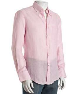 Brunello Cucinelli pink striped linen button down shirt   up 