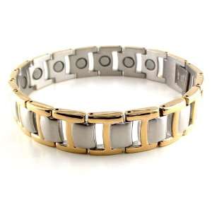 Magnetic Bracelet Solid Stainless Steel Links Silver & Gold Style #38 
