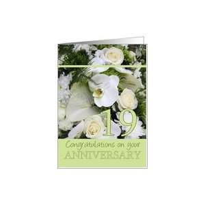  19th Wedding Anniversary White mixed bouquet card Card 