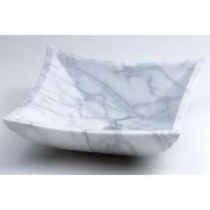   M2007 Solid Curved Square Vessel Stone Sinks Cararra White Marble